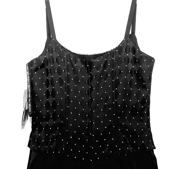 Nwt Vintage Jessica McClintock Black Matte Satin Gown Rhinestone Trim B… - Picture 14 of 17